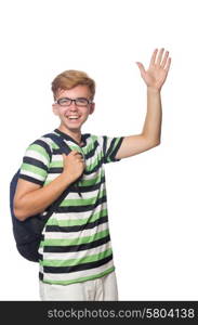 Funny student isolated on the white background