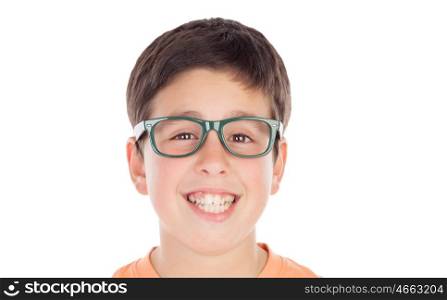 Funny teenage boy of thirteen looking at camera isolated on white background