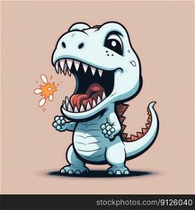 Funny Tyrannosaurus rex dinosaur cartoon character. Concept of diverse feeling. Fi≠st≥≠rative AI.. Funny Tyrannosaurus rex dinosaur cartoon character