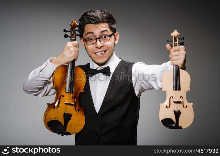 Funny violin player with fiddle