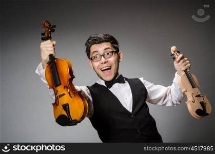 Funny violin player with fiddle