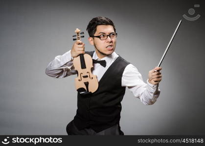 Funny violin player with fiddle