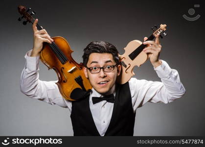 Funny violin player with fiddle