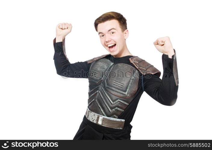 Funny warrior isolated on the white background