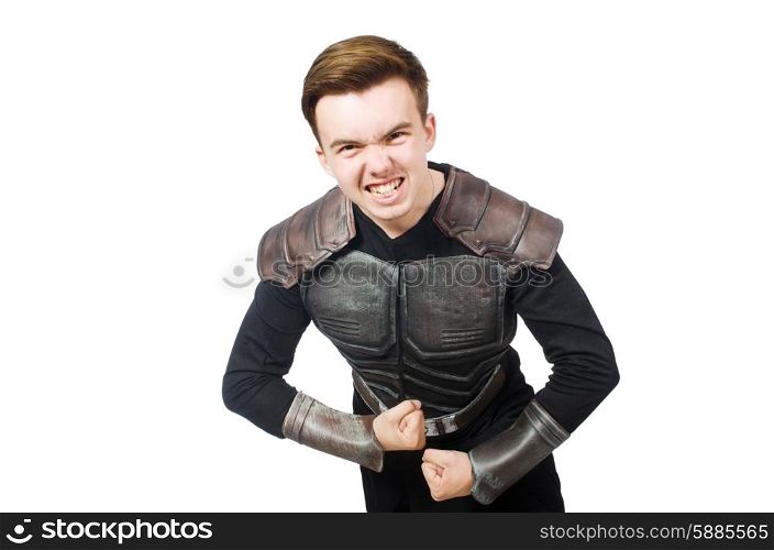 Funny warrior isolated on the white background
