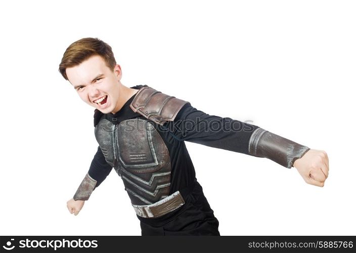 Funny warrior isolated on the white background