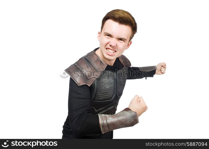 Funny warrior isolated on the white background