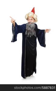 Funny wise wizard isolated on the white