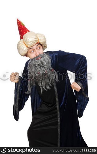 Funny wise wizard isolated on the white