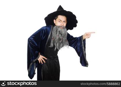 Funny wise wizard isolated on the white
