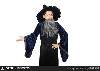 Funny wise wizard isolated on the white