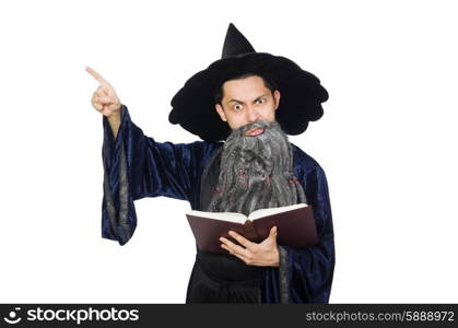 Funny wise wizard isolated on the white