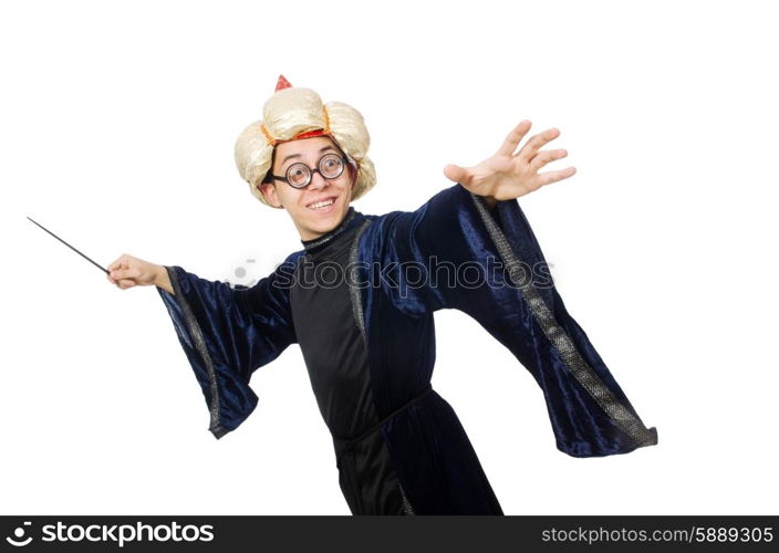 Funny wise wizard isolated on the white