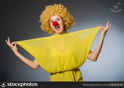 Funny woman in clown dressing