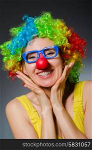 Funny woman in clown dressing