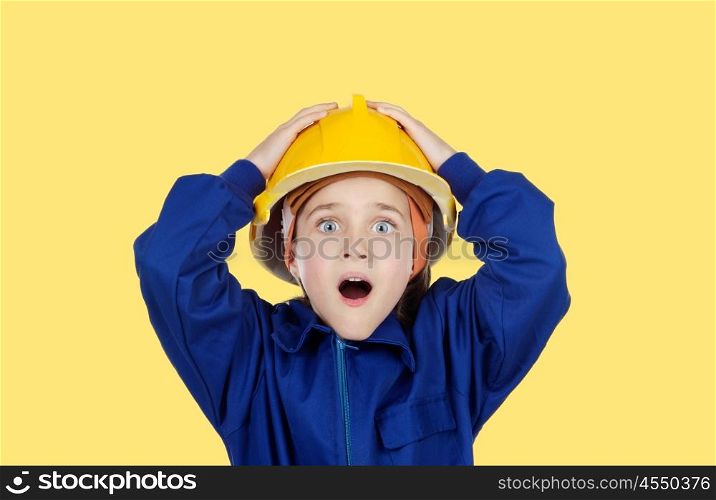 Funny worked construction on a yellow background