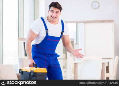 Furniture repairman working in store