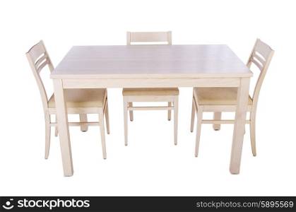 Furniture set with table and chair