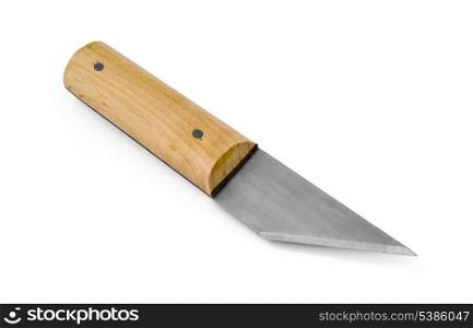 furriers knife with wooden handle isolated on white