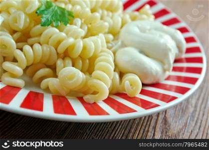 Fusilli - Italian pasta with cream sauce