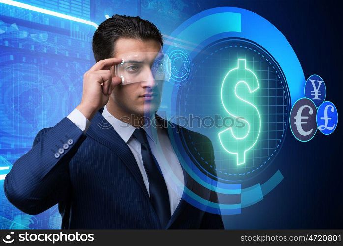 Future of currency trading with businessman