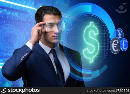 Future of currency trading with businessman