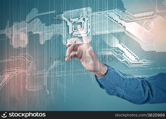 future technology. touch button inerface illustration