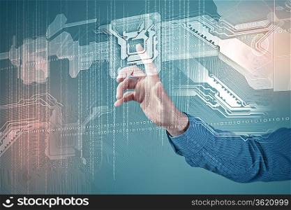 future technology. touch button inerface illustration