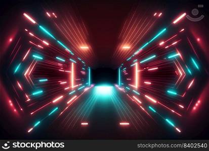 Futuristic Abstract Background of Neon Light Tunnel