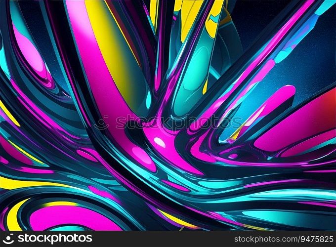 Futuristic abstract background with a blend of metallic and neon colors