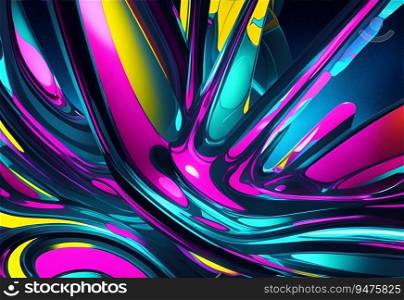 Futuristic abstract background with a blend of metallic and neon colors