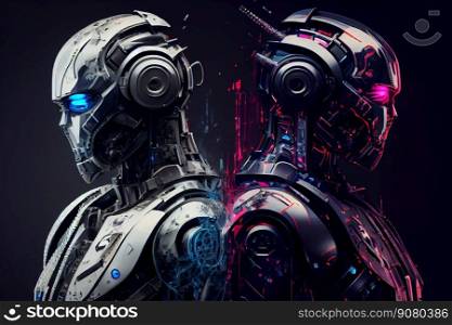 Futuristic android. Picture made by Artificial Intelligence.. Futuristic android. Picture made by Artificial Intelligence