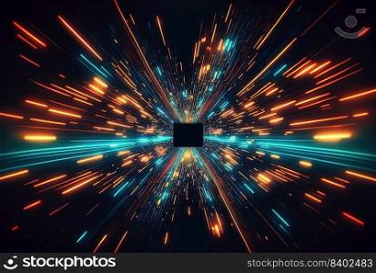 Futuristic Backdrop of a Cyberpunk Themed Neon Glowing Tunnel