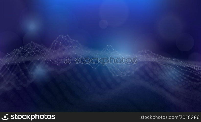 Futuristic background design with wire frame terrain landscape, Abstract cyberspace polygonal grid. Digital technology concepts.