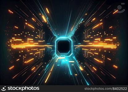 Futuristic Background of Space Station Neon Light Tunnel Theme