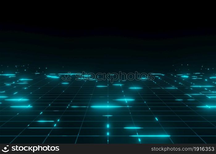 Futuristic Blue Glowing neon lines Lights SPACE background 3D rendering