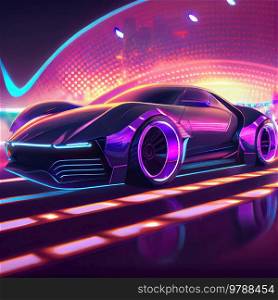 Futuristic car, non existent design, 3d illustration. Futuristic car, non existent design