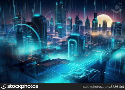 Futuristic city. Cyber future scene. Generate Ai. Futuristic city. Generate Ai