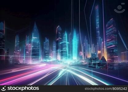 Futuristic cityscape. Digital light modern. Generate Ai. Futuristic cityscape. Generate Ai