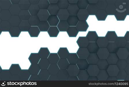 futuristic concept hexagon black abstract showcase. 3D rendering