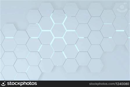 futuristic concept hexagon white abstract showcase. 3D rendering