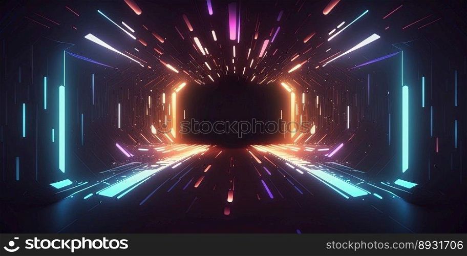 Futuristic Connection Tech Background with Neon Light