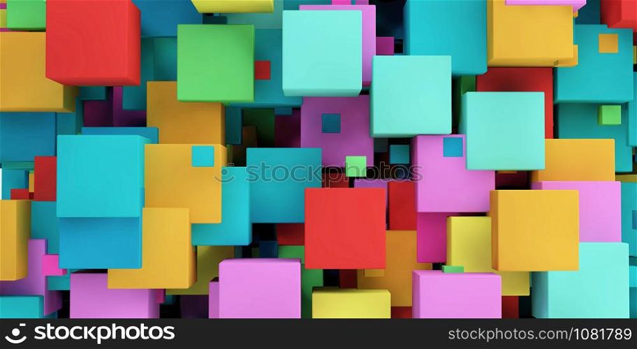 Futuristic Copyspace Background Made of Colorful Cubes. Futuristic Copyspace Background