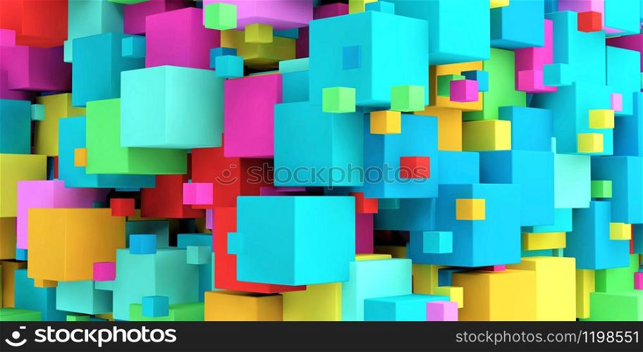 Futuristic Copyspace Background Made of Colorful Cubes. Futuristic Copyspace Background