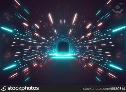 Futuristic Corridor Background with Neon Glow