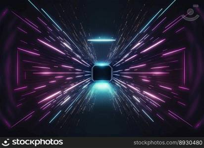 Futuristic Corridor Technology Background with Neon Glow