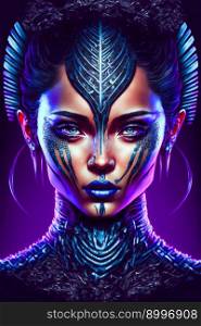 Futuristic Cyberpunk Girl.  Image created with Generative AI technology

