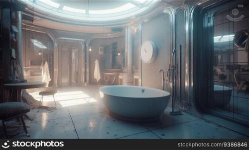 futuristic  design bathroom created by generative AI 
