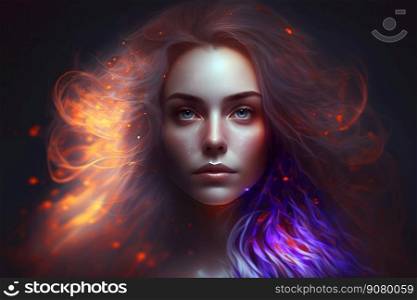 Futuristic fantasy woman portrait. Neural network AI generated art. Futuristic fantasy woman portrait. Neural network AI generated