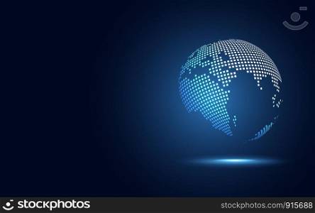 Futuristic globe digital transformation abstract technology background. Big data earth and business and investment economy. Vector illustration